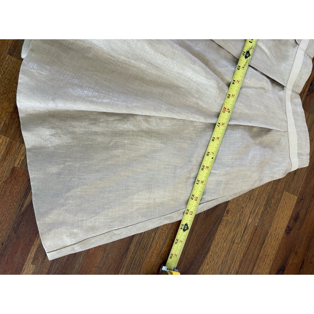 SEE BY CHLOE Linen Skirt SIZE 2 /36 Beige With Gold Thread Sparkle Pleated Mini - Picture 9 of 16